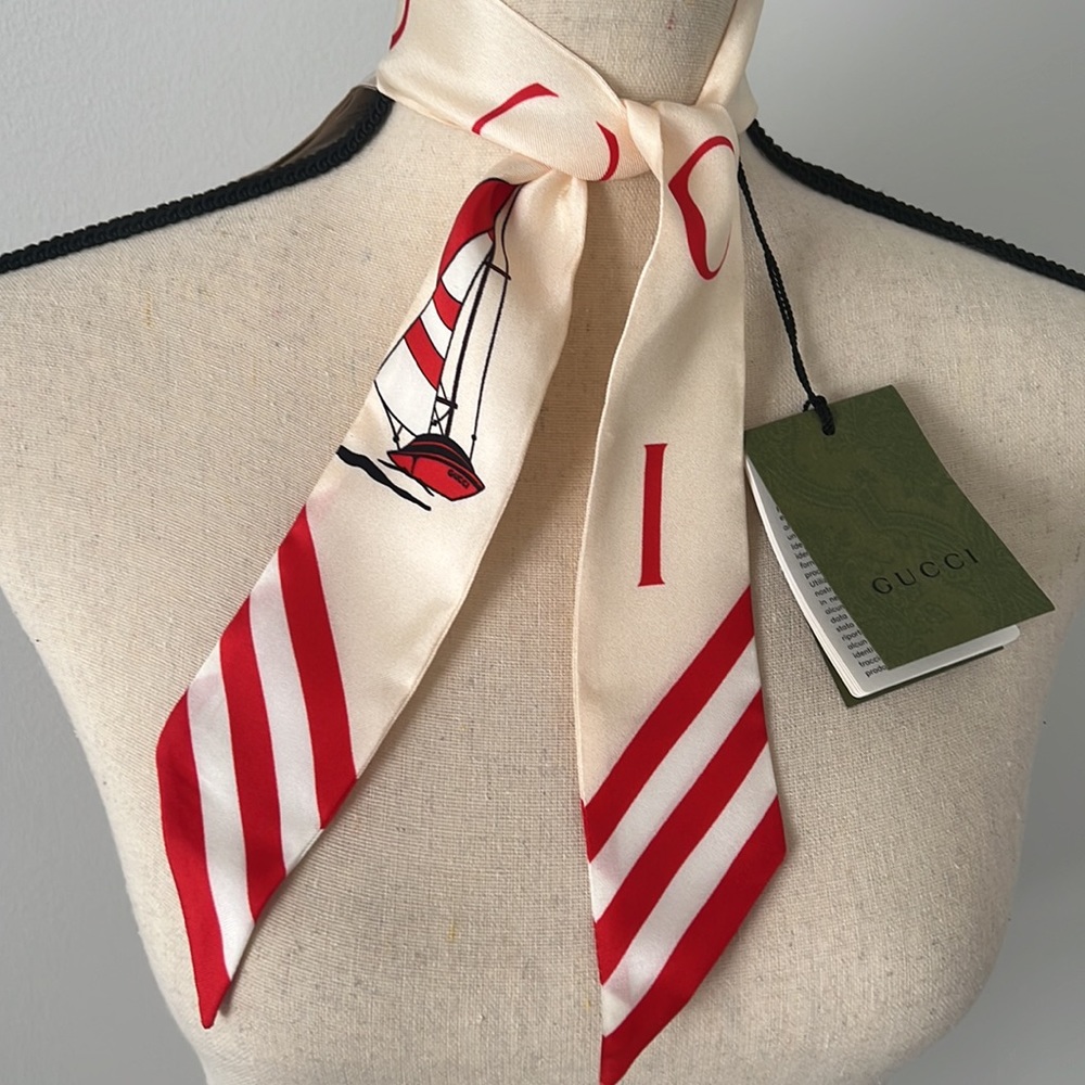 Gucci Nautical Cream and Red Scarf - Picture 3 of 7